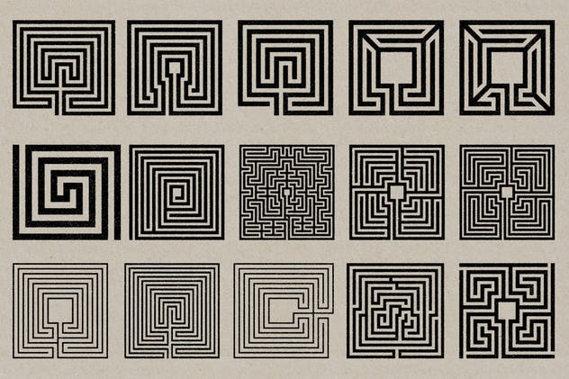 50款迷宫图形设计印章纹理合集 Labyrinth Stamps插图(3)