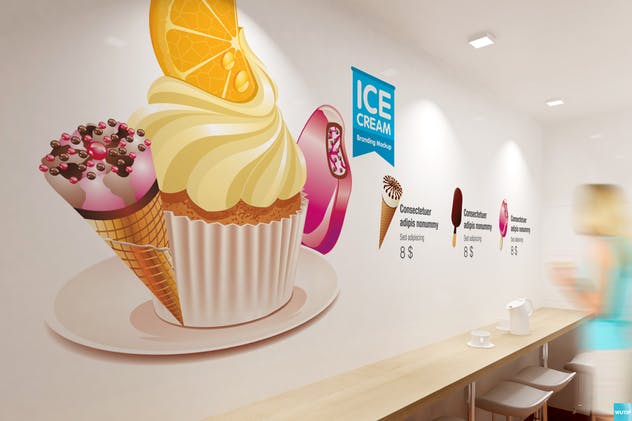 雪糕咖啡店铺品牌样机模板 Ice Cream – Coffee Branding Mockups插图(6)
