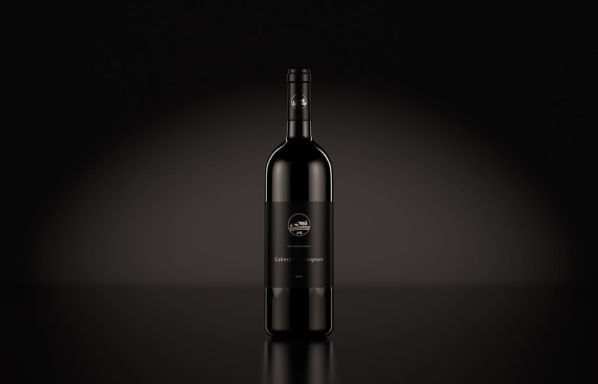 葡萄酒酒瓶外观设计样机PSD模板 Wine Bottle Mockup — Dark Studio插图(1)