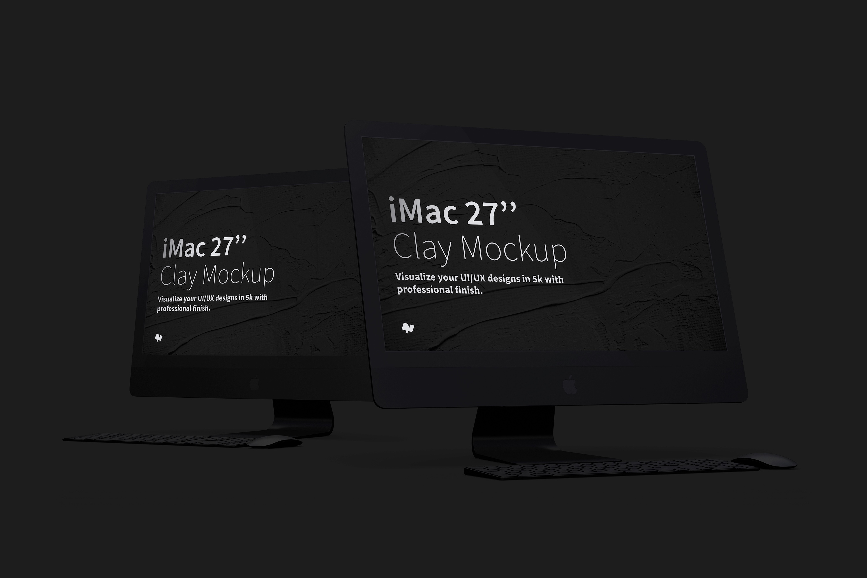 iMac高端一体机屏幕预览Web界面设计效果图样机 Clay iMac 27” Mockup插图(1)