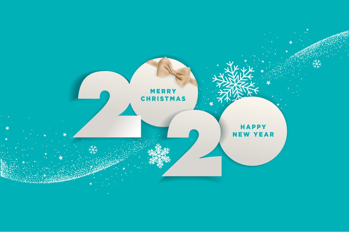 圣诞节庆祝暨迎接2020年主题矢量插画设计素材v2 Merry Christmas and Happy New Year 2020插图(1)