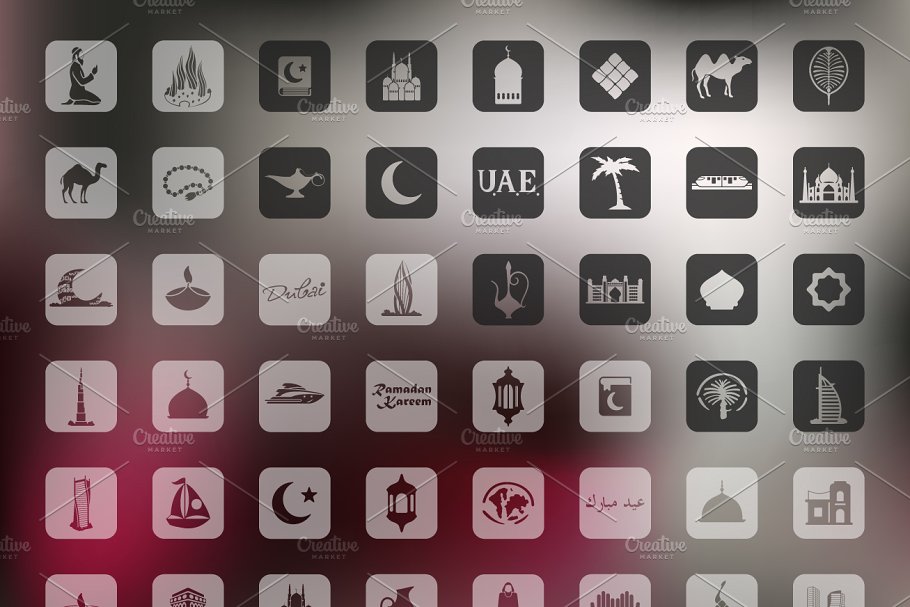 一组阿拉伯联合酋长国图标集。 Set of United Arab Emirates icons.插图(1)