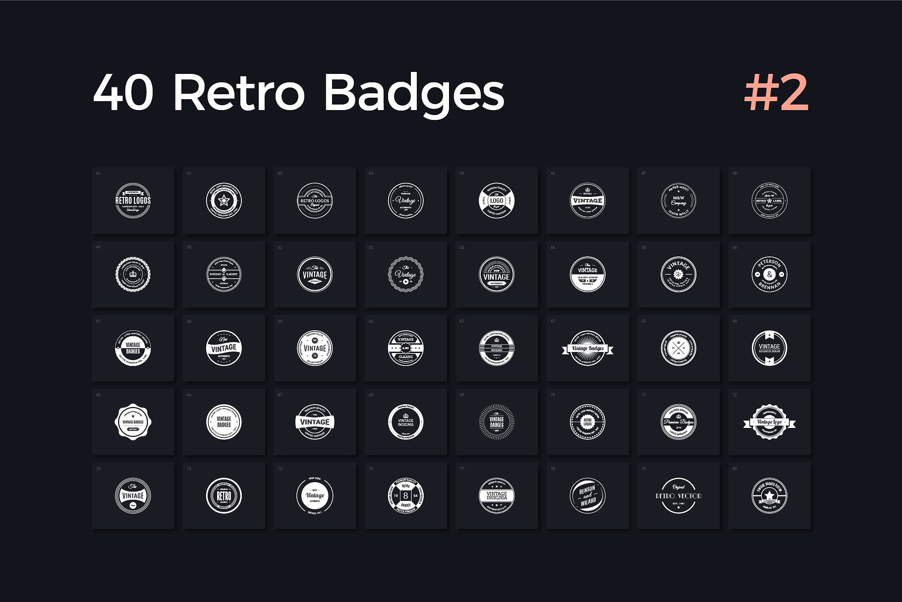 40款复古风徽章设计模板v2 40 Retro Badges Vol. 2插图