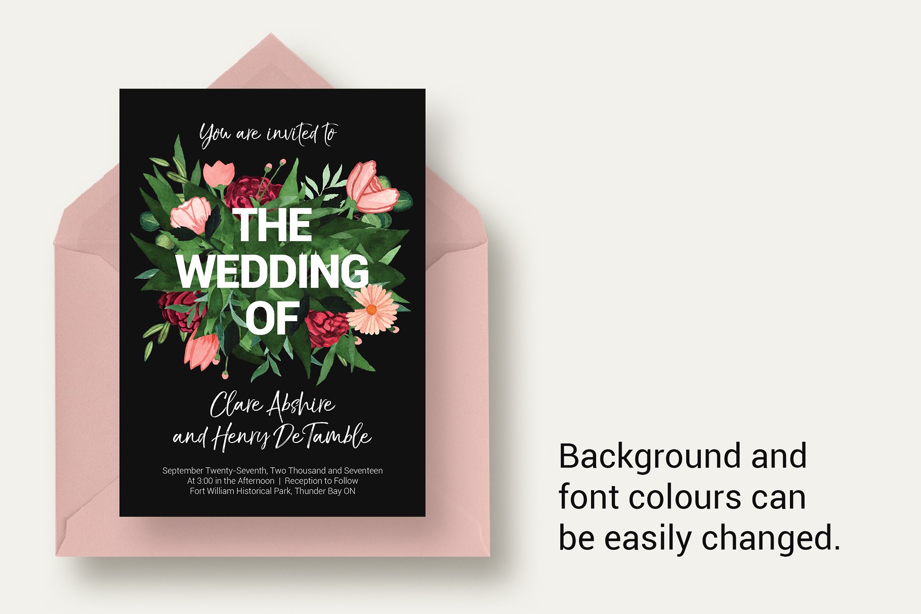 花卉装饰婚礼邀请函设计套件 Flower Burst Wedding Suite插图(4)