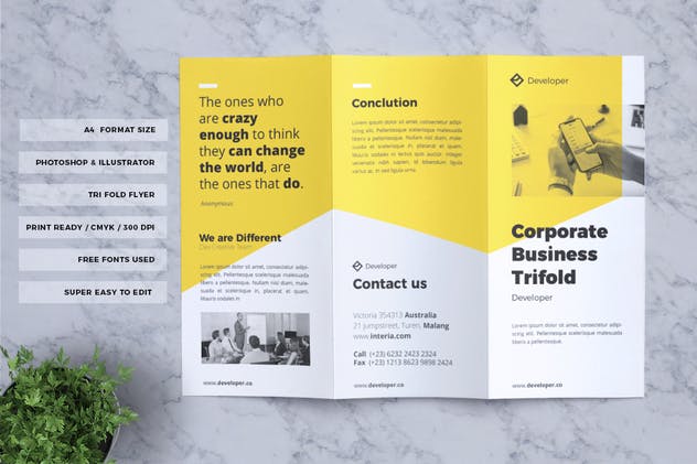 三折页尺寸企业宣传传单设计模板v16 Corporate Business Flyer Vol. 16插图(1)