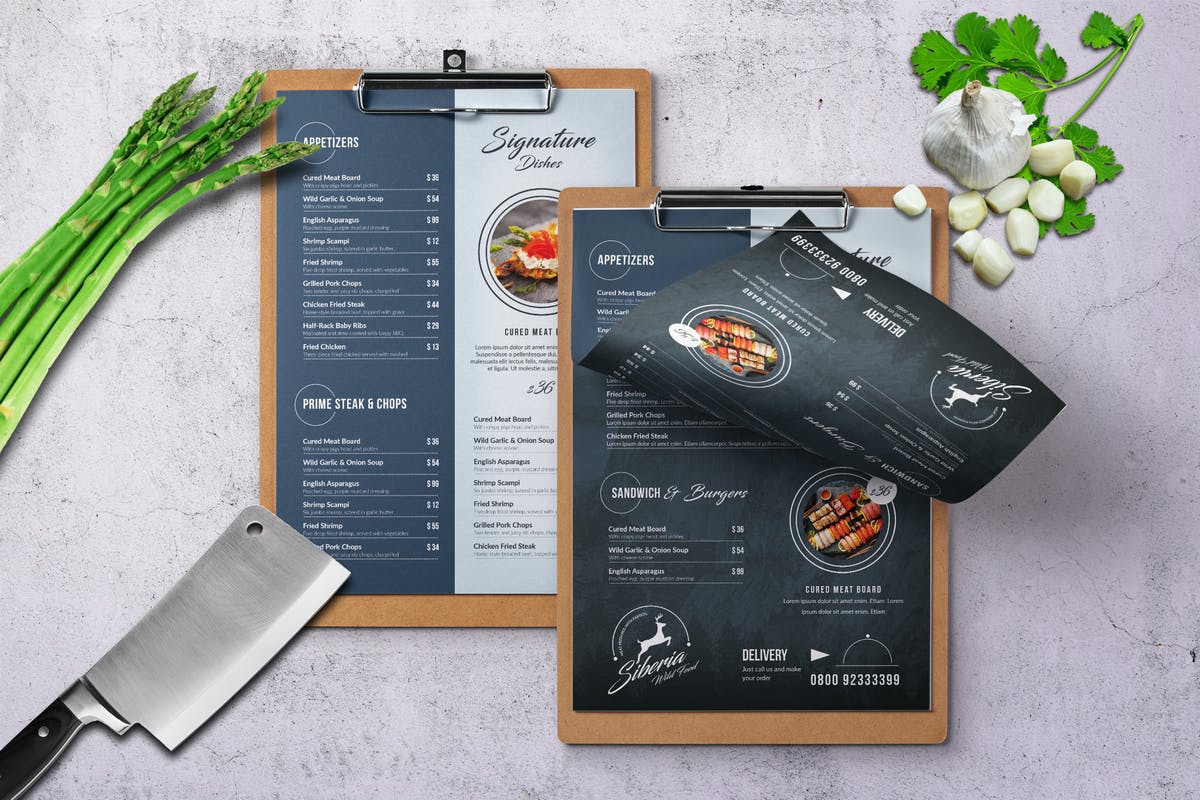 极简多用途的单页餐厅菜单设计 Siberia Elegant Minimal Menu – A4 and US Letter插图