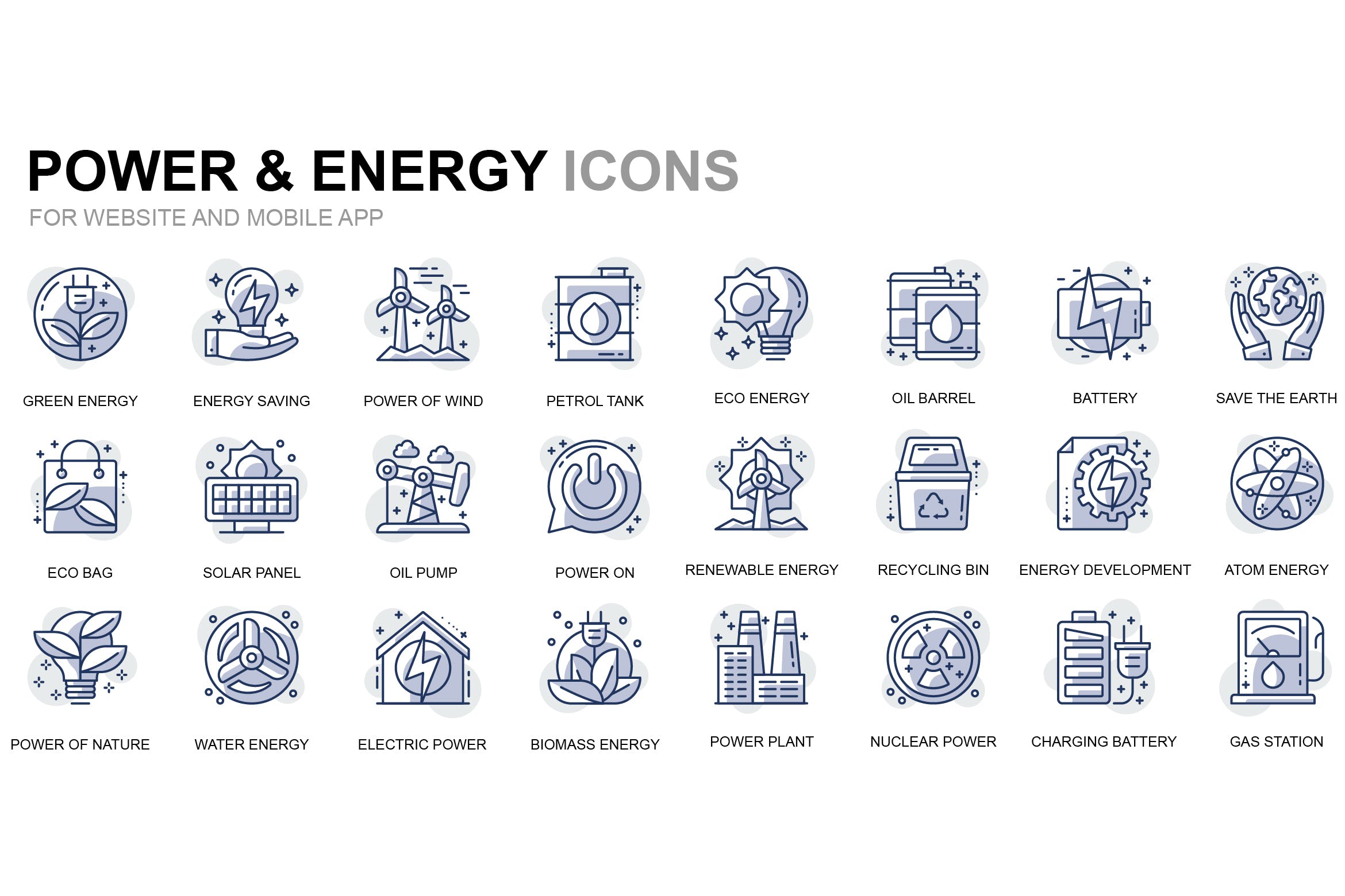 电力行业主题线性图标矢量图标素材 Power Industry Thin Line Icons插图