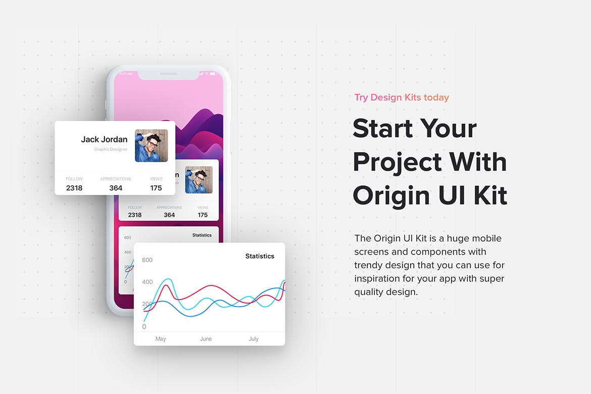 时尚设计潮流APP应用UI设计套件SKETCH模板 Origin Mobile UI Kit for SKETCH插图(2)