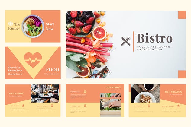 美食餐饮品牌演示PPT幻灯片模板 Bistro Restaurant Powerpoint Presentation插图(1)