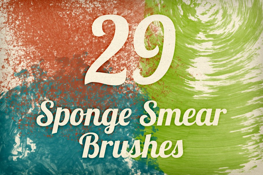 海绵涂抹刷PS笔刷v1 Sponge Smears Brush Pack 1插图