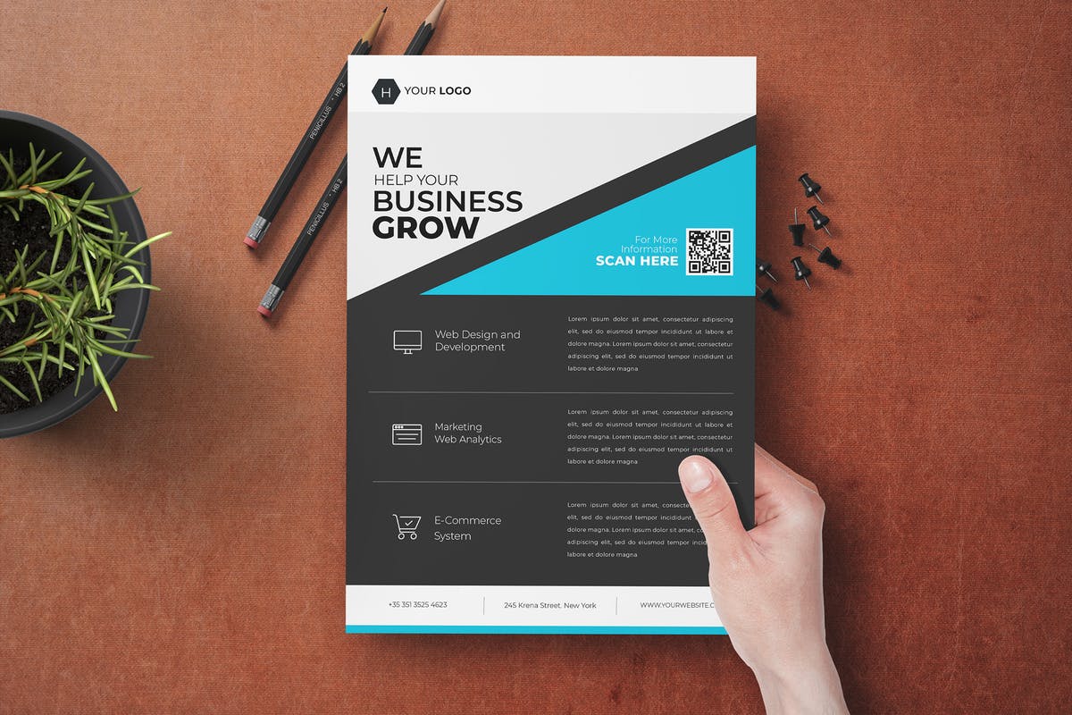 企业业务宣传海报传单设计INDD模板 Business Flyer Template插图