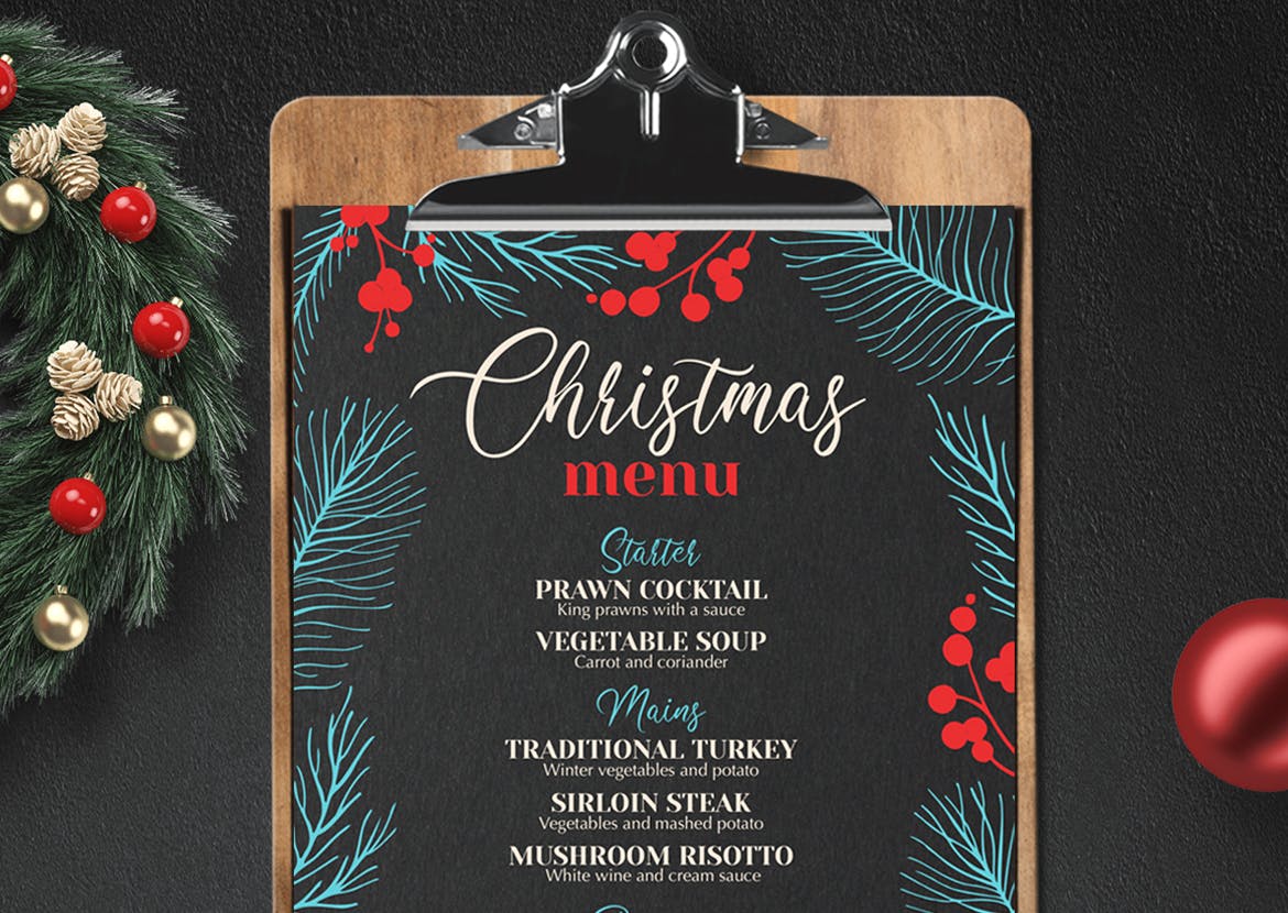 新年圣诞晚餐派对菜单宣传单DM海报设计模板插图(4)