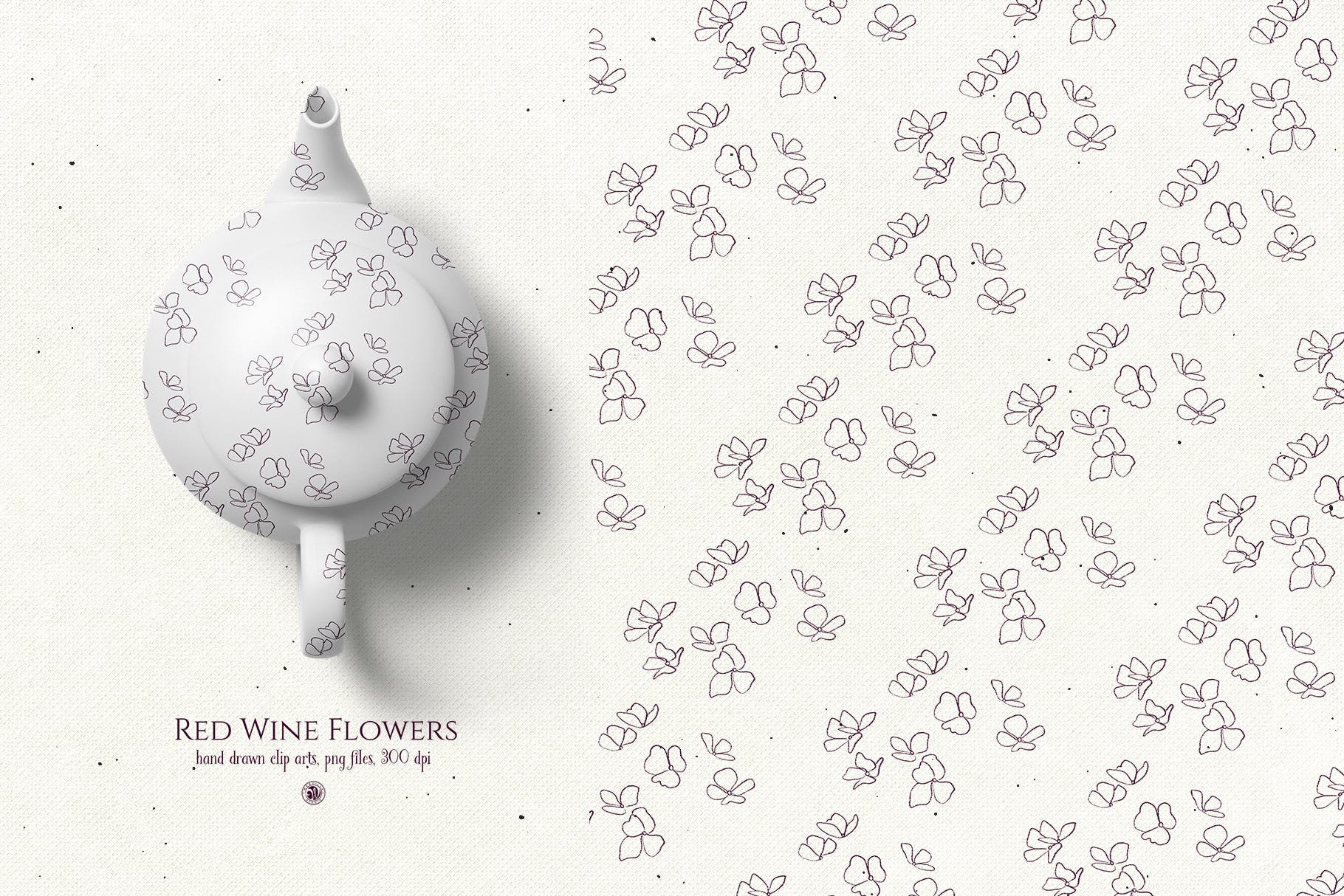 酒红色水彩手绘花卉PNG素材 Red Wine Flowers插图(1)