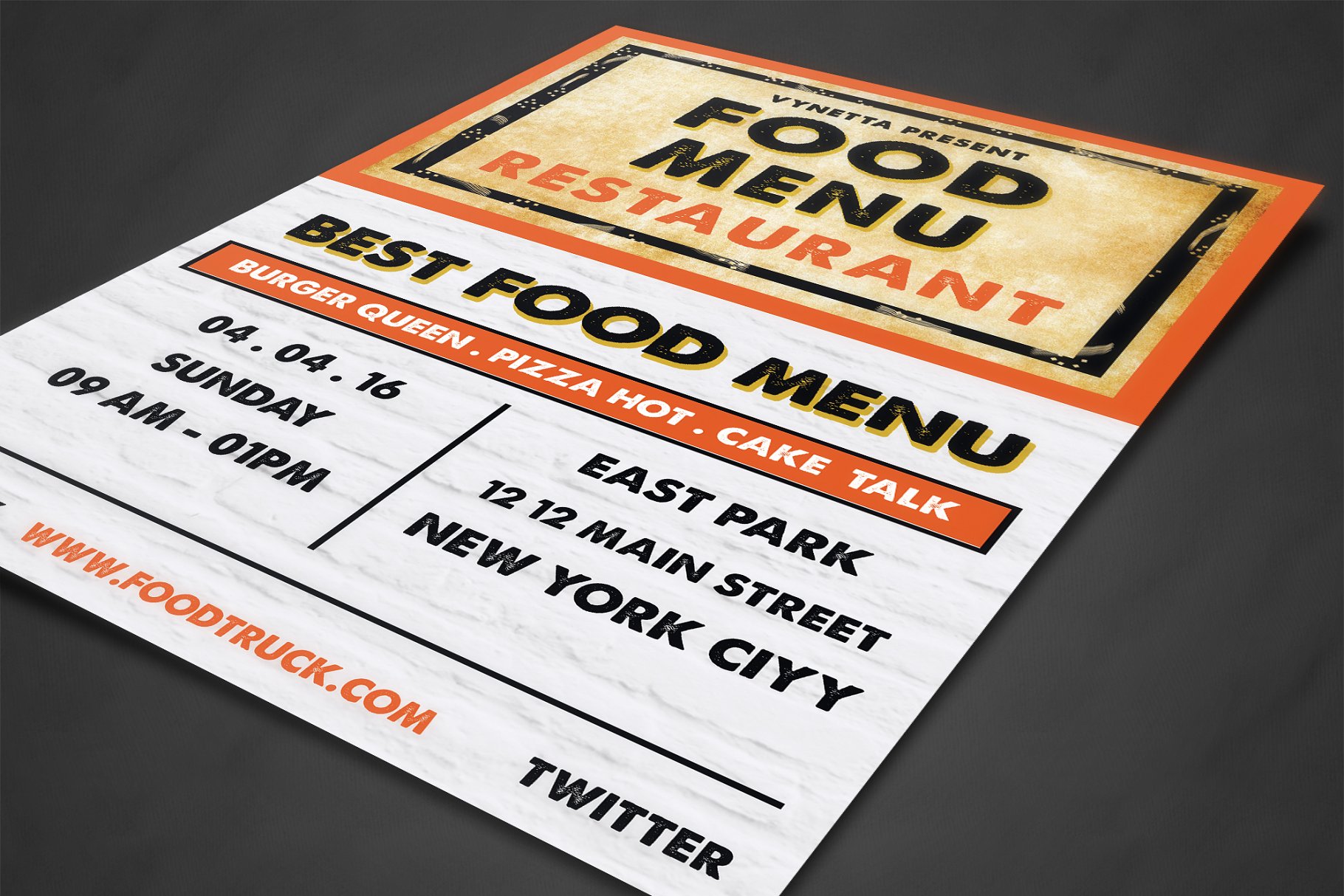西式快餐外卖宣传单页海报模板 Food Menu插图(1)