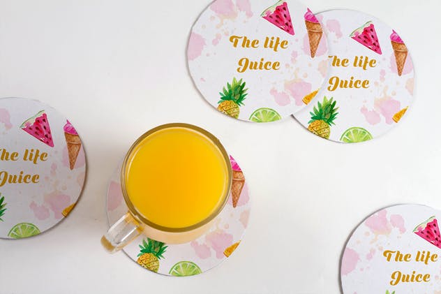 圆形杯垫样机设计模板 Multipurpose Drink Coaster Mock Up插图(1)