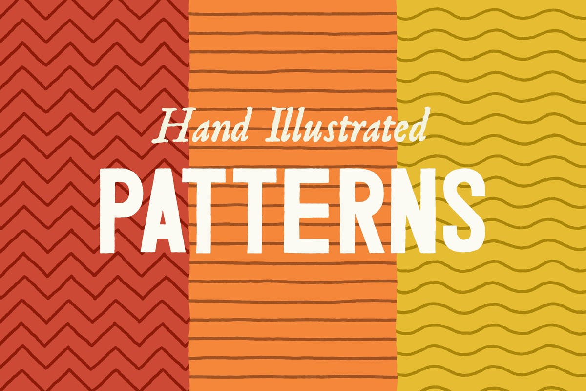 手绘风格线条图案背景纹理 Hand Illustrated Line Patterns插图
