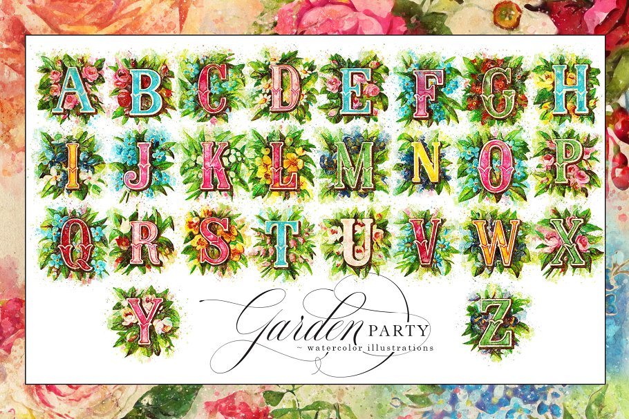 花园派对水彩剪贴画 Garden Party Watercolor Graphics插图(8)