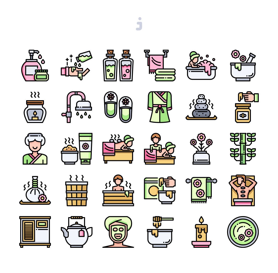 30枚SPA美容元素彩色矢量图标 30 Spa Element Icons插图(1)