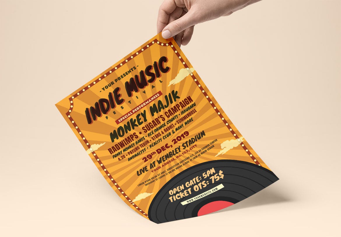 独立音乐会音乐节活动传单设计模板 Indie Music Flyer插图(1)