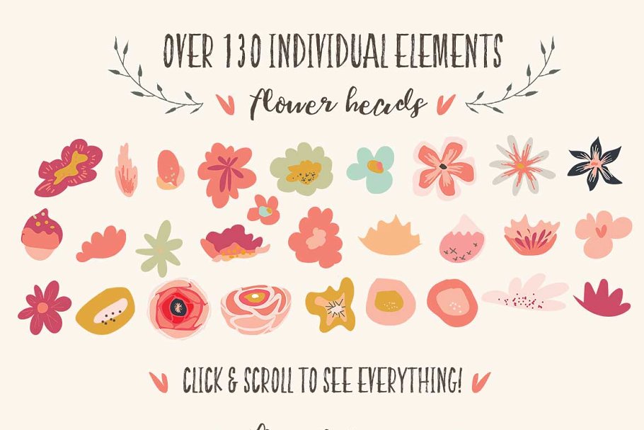 甜蜜花园水彩花卉设计元素集 Sweet Garden Floral Clipart Bundle插图(1)