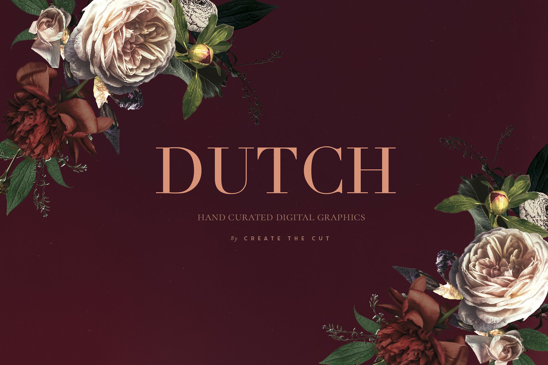 传统色彩荷兰花卉剪贴画 Vintage Floral Clip Art – Dutch插图(8)