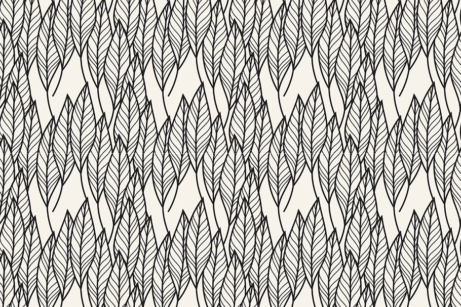 各种各样的树叶图案无缝纹理 Leaves Seamless Patterns Set插图(3)