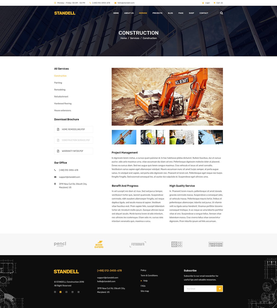 建筑基建工程公司网站设计PSD模板 Standell | Multipurpose Construction PSD Template插图(6)
