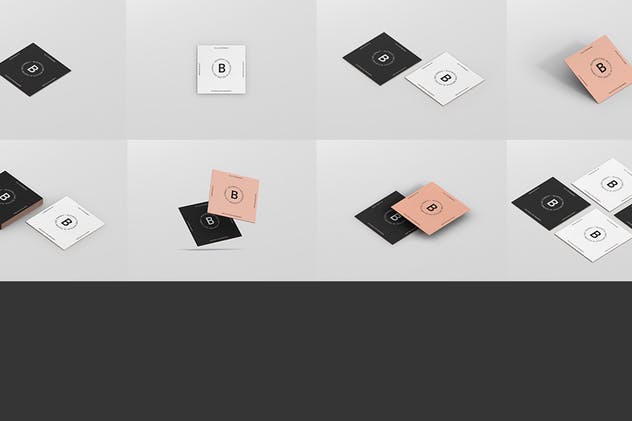 方形高级企业品牌名片样机 Business Card Mockup Square Format插图(12)