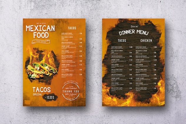 墨西哥餐厅菜单套餐设计模板 Mexican Menu Bundle A4 & US Letter插图(3)