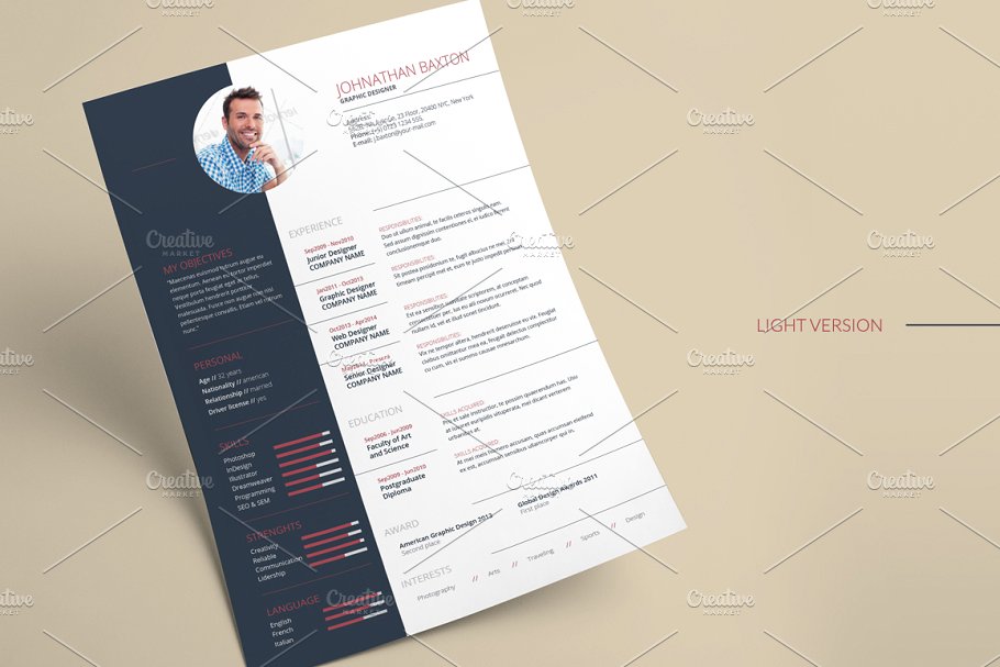 商务风格个人电子简历设计模板 Resume CV插图(2)