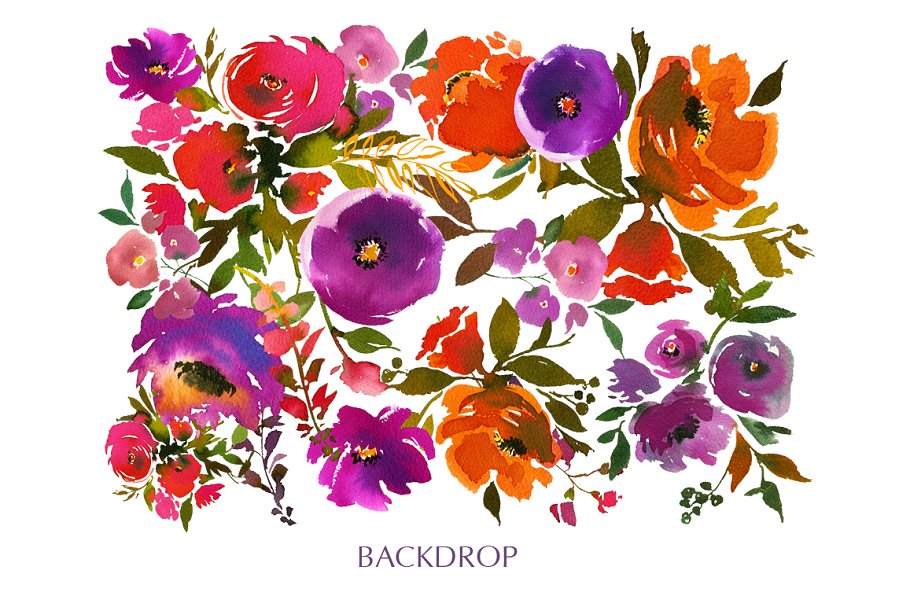 水彩花卉剪辑艺术（图形、纹理、纸张…） Carousel Watercolor Floral Clip Art插图(3)