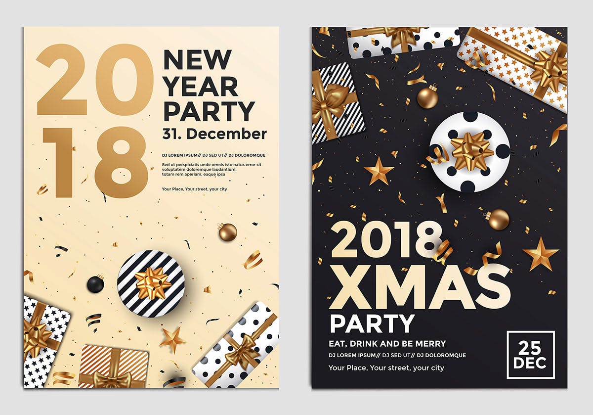 浓厚节日氛围圣诞节派对活动传单海报设计模板合集 Set of 10 Christmas Party Flyer Templates插图(9)