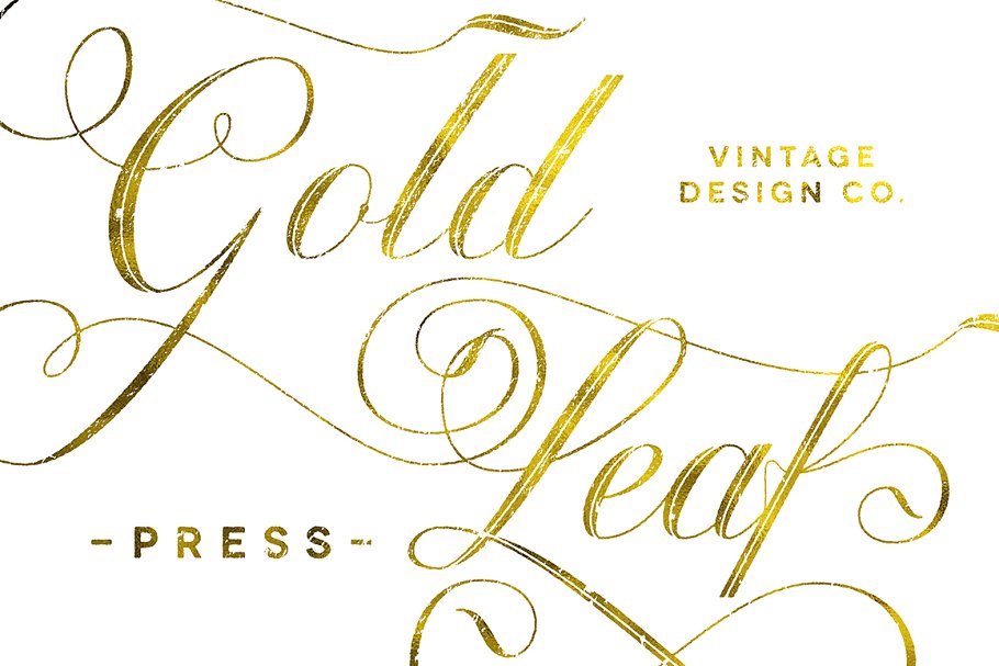 奢华金色叶子纹理图层样式 Gold Leaf Press – Glitter Update插图