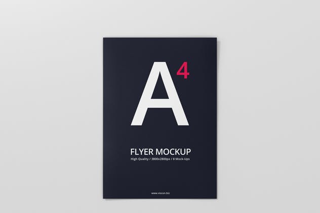 A4简约风贺卡/传单样机展示模板 A4 Flyer Mock-Up插图(6)