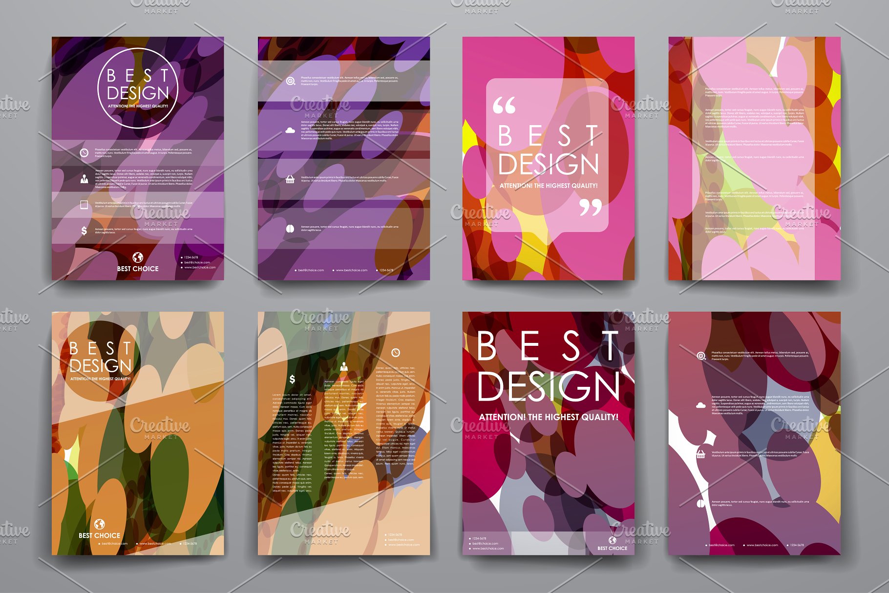 抽象彩色几何椭圆图形宣传册模板 Brochure Templates插图(15)