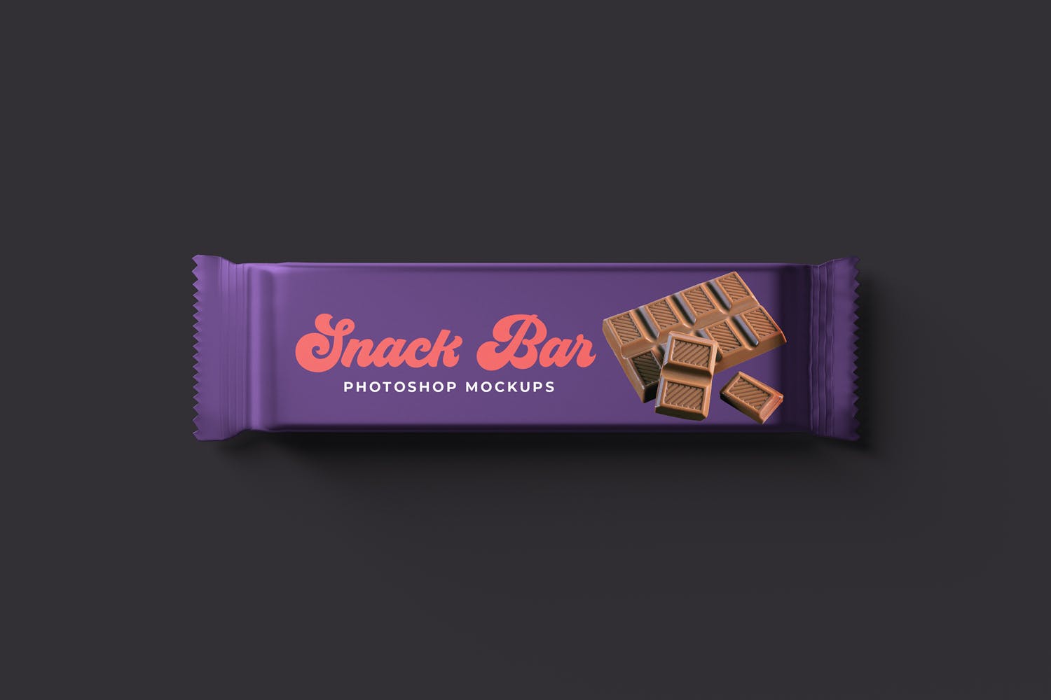 巧克力条包装袋设计图样机模板 Snack Bar Packaging Mockups插图(1)