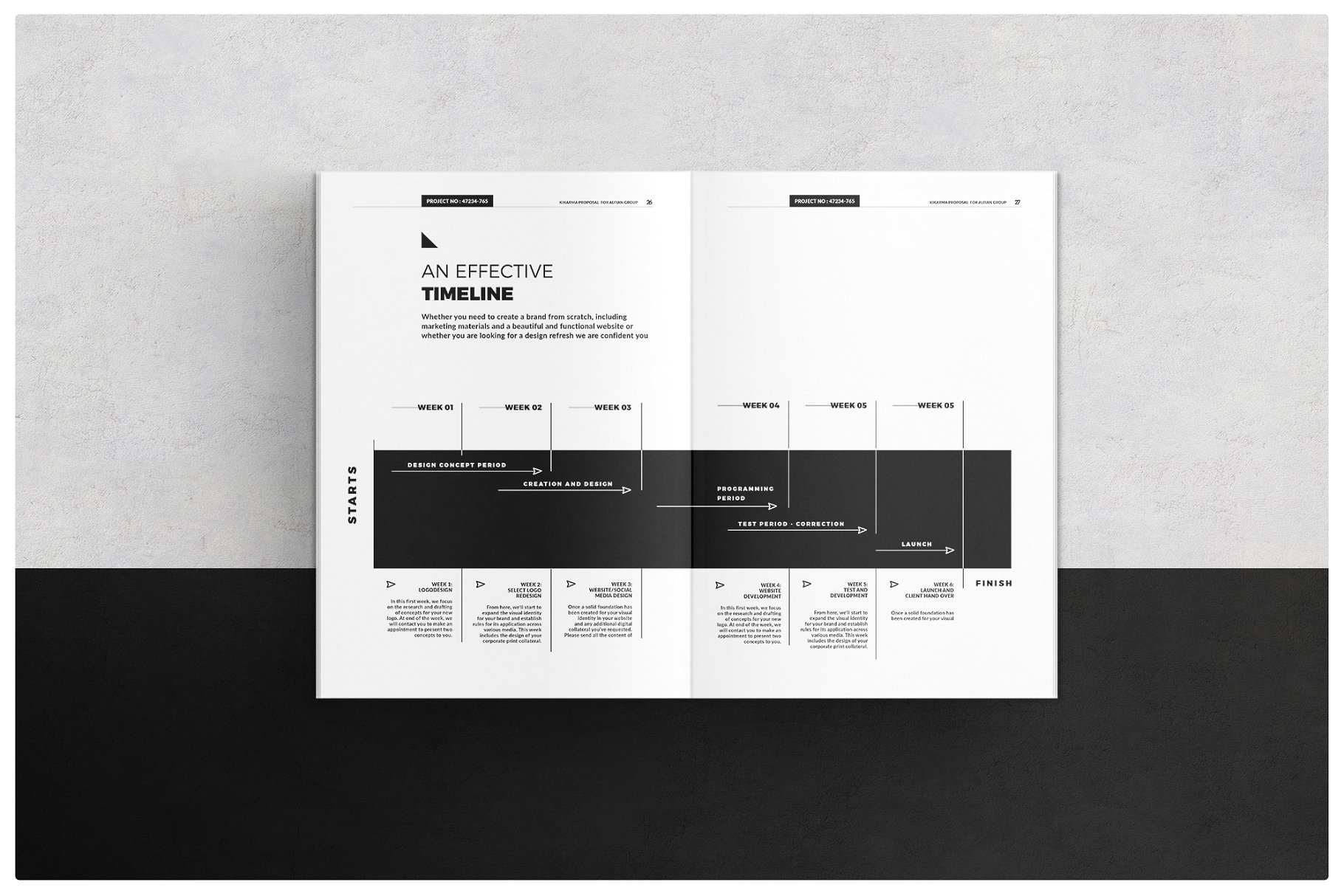 黑白风产品品牌企业画册设计模板 Proposal Template插图(10)