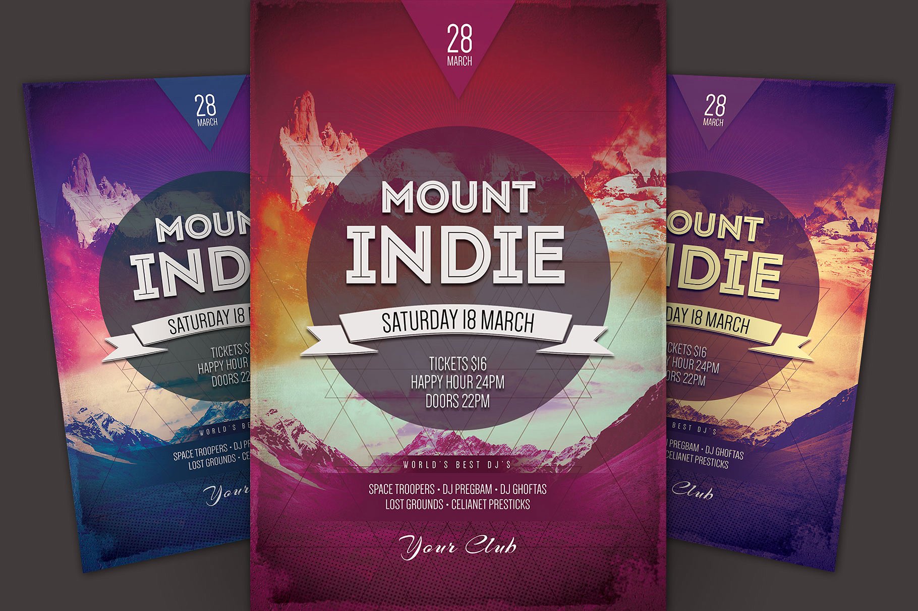 DJ音乐节海报传单模板 Mount Indie Flyer Template插图
