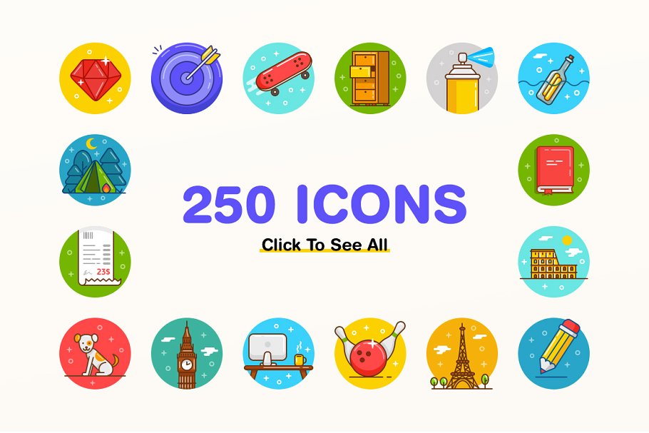250枚创意多彩图标合集 Ballicons 3 Icon Pack插图(4)