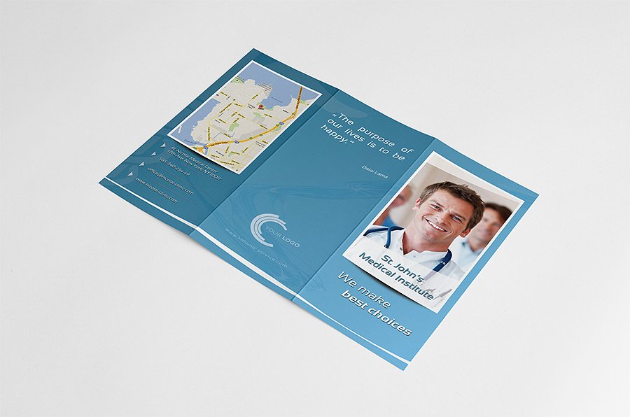 医疗保健服务宣传传单设计模板 Medical Trifold Brochure插图(2)