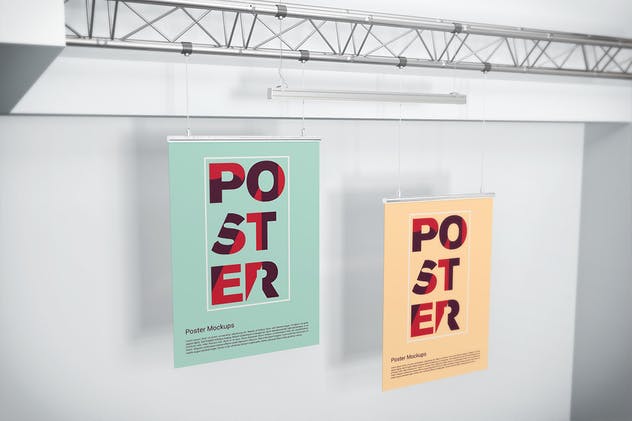 3D展厅橱窗广告海报样机 Poster Mockups插图(4)