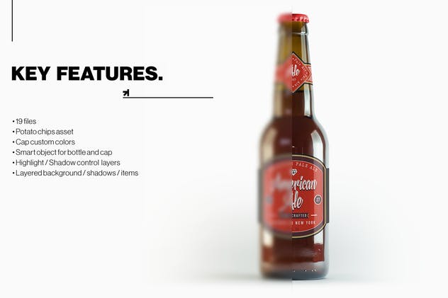 啤酒玻璃樽玻璃瓶外观保证样机 Beer Amber Bottle Mockup插图(11)
