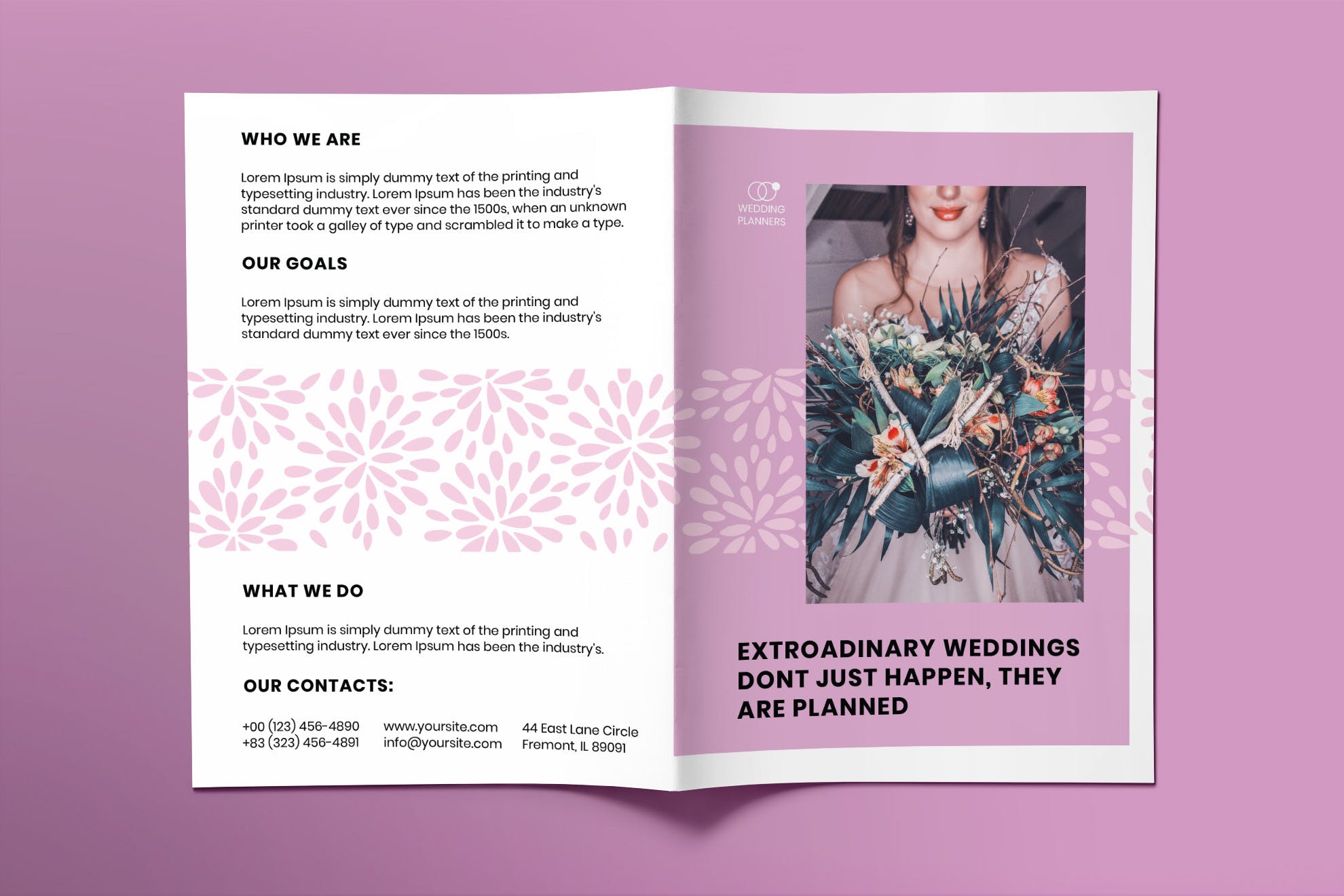 婚礼策划婚庆公司宣传册设计模板 Wedding Planner Brochure Bifold插图(1)