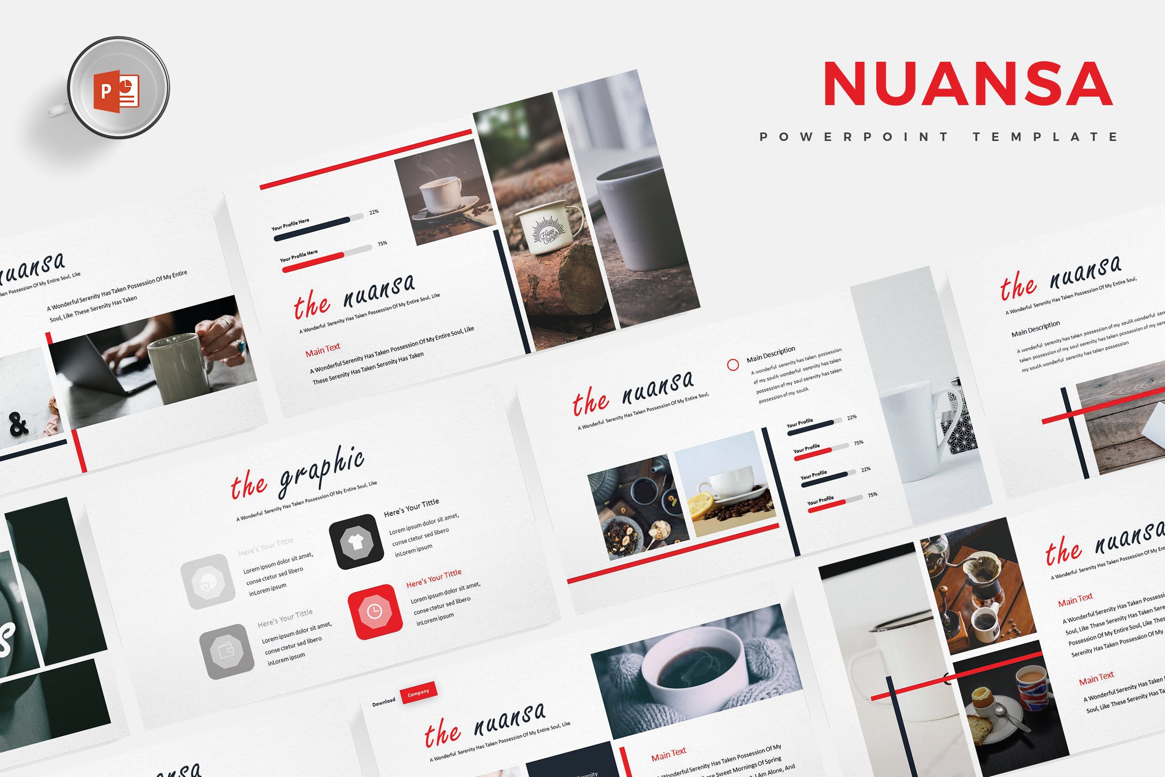 咖啡/咖啡厅品牌推广PPT设计模板 Nuansa – Powerpoint Template插图