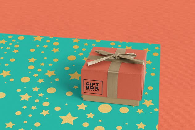 华丽设计蝴蝶结礼品盒样机 Gift Box Mockups插图(2)