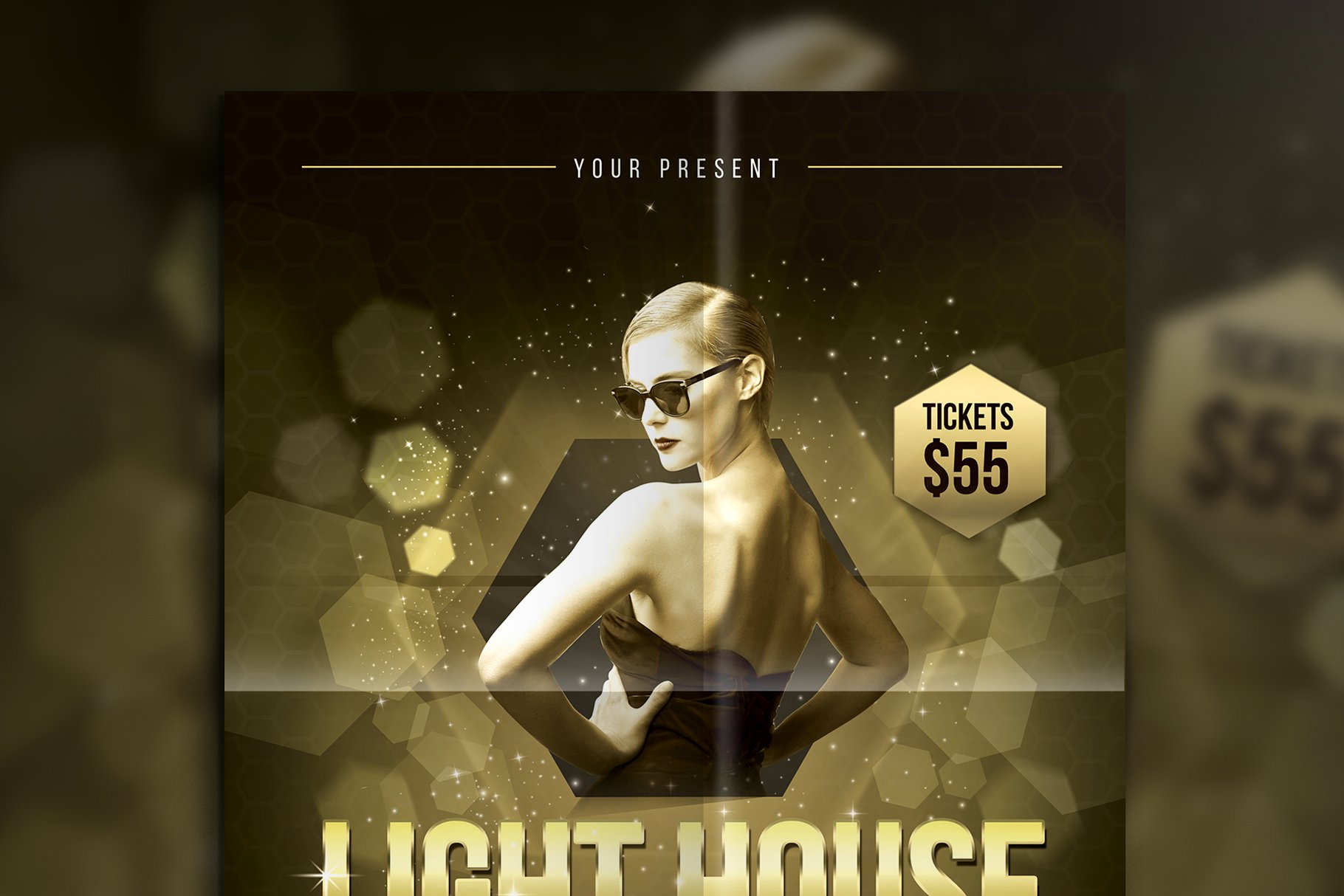 五种配色风格活动宣传海报传单设计模板 Light House Party Flyer插图(1)