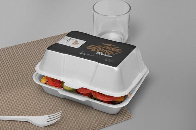 一次性食品快餐盒泡沫包装样机 6 Disposable Food Packaging Mockups插图(4)
