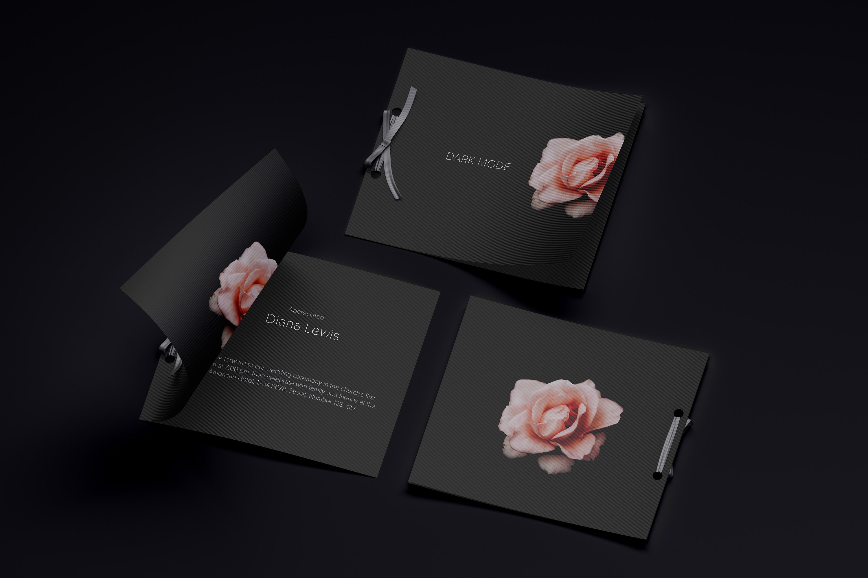 婚礼邀请函封面&内页设计样机模板 Wedding Card Mockup, Covers and Inner Pages插图(4)