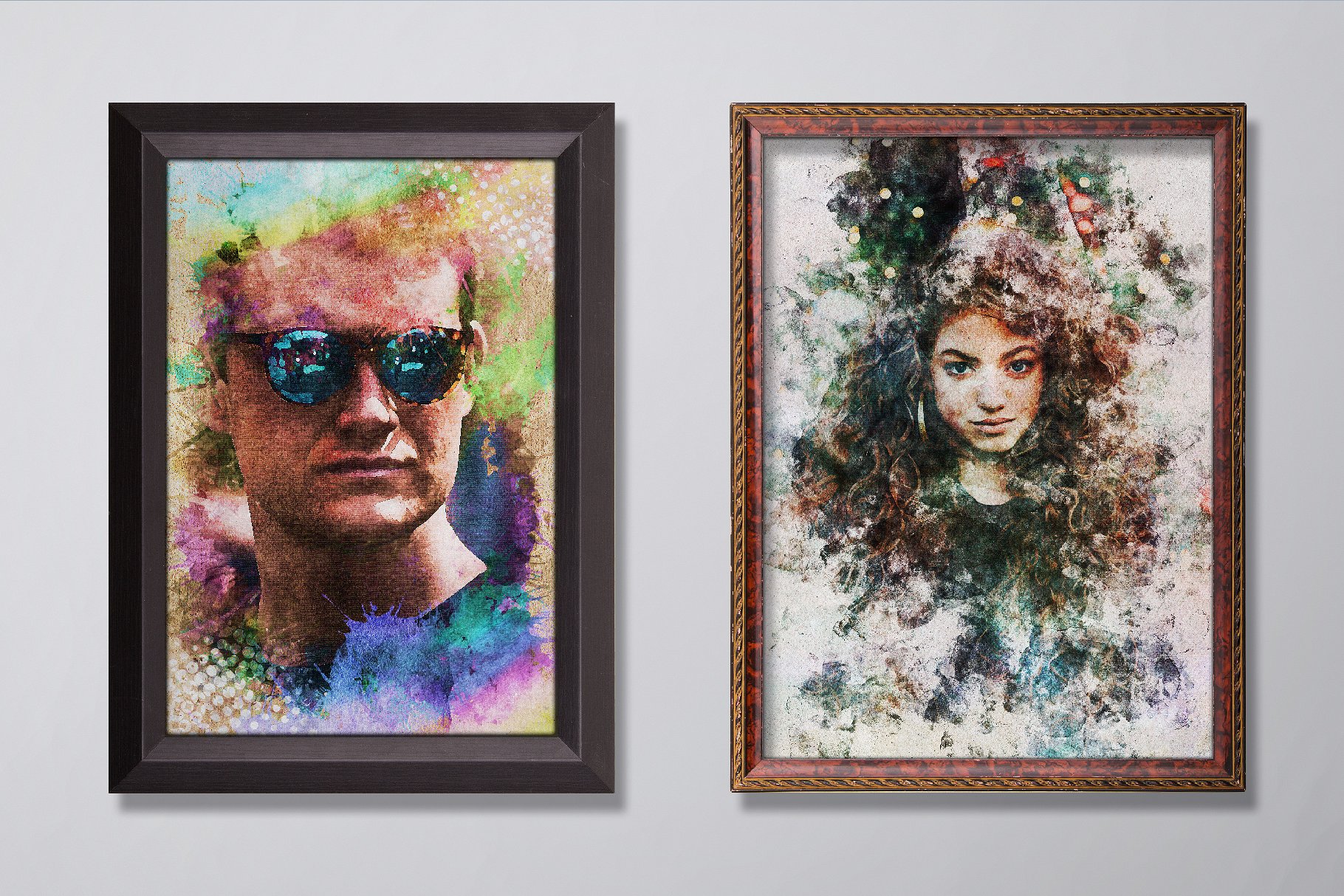 2个创意肖像抽象油画PS动作 2 Creative Portrait Templates插图(3)