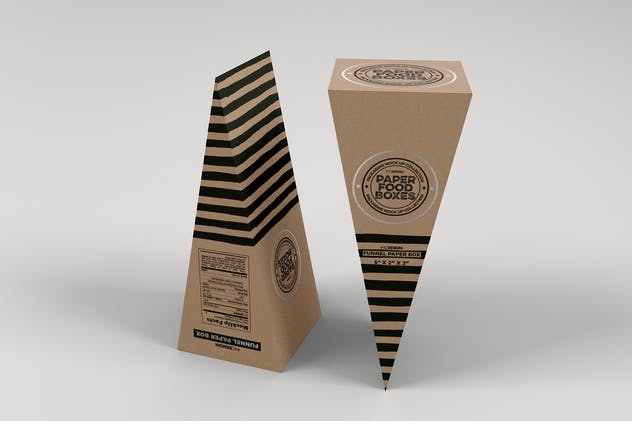 三角形食品纸盒包装样机模板 Funnel Paper Box Packaging Mockup插图(7)